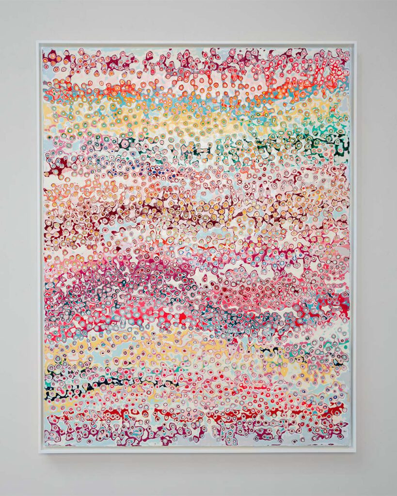 Kerstin Vegelahn - Cosmic Candy Land, 2023, Encaustic Wax, Colour Pigment, in wooden frame, 130 x100 cm
